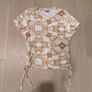 Chain Print Ruched Top